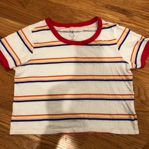 Rainbow Striped Crop T-Shirt
